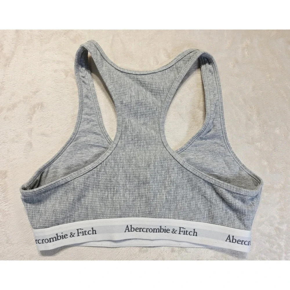 Abercrombie & Fitch Grey Waffle Knit Henley Bralette Racerback Lounge Bra S